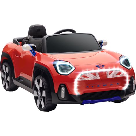 AIYAPLAY coche eléctrico para niños de +3 años, MINI Concept Aceman, 12V, bluetooth, mando a distancia, motor doble, suspensión trasera, faros, rojo