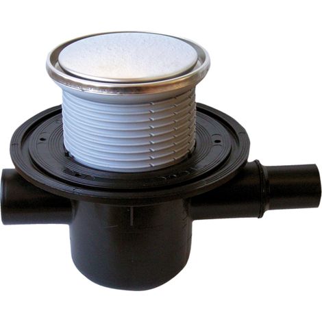Pozzetto pavimento DN50, portagriglia/griglia inox rotonda d 131/112mm, antiriflusso, entrata DN40/50