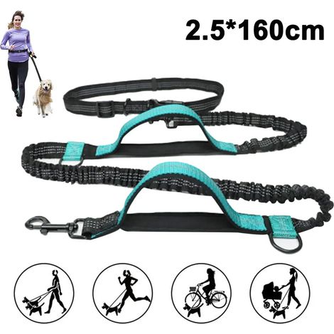 Guinzaglio da jogging adatto a cani di taglia grande con peso superiore a 15 kg Guinzaglio elastico a mani libere con fascia addominale leggera (1/5)