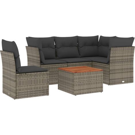 Maison Exclusive - 6-tlg. Garten-Sofagarnitur mit Kissen Grau Pol