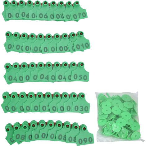 100 Étiquettes TPU Vertes pour Oreilles de Porc et Vache avec Numéros 001‑100 Accessoires Agricoles pour Élevage (1/5)