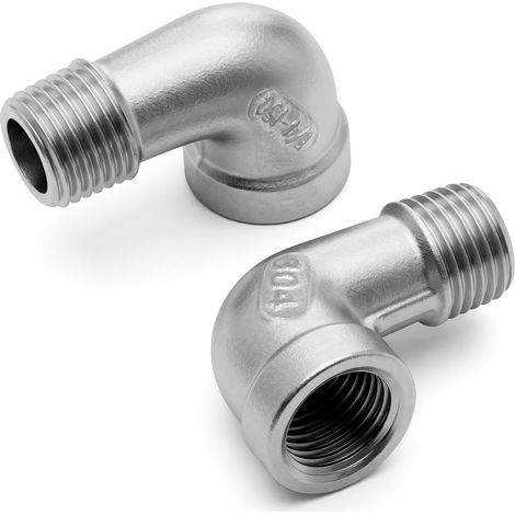 ® 2 Pcs Raccords de tuyauterie coudés, filetage mâle 1/4" vers femelle BSP, 90 degrés - 3/8" (1/5)