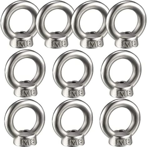 10PCS Écrou à oeil de levage, écrou à anneau femelle pour le levage de l'acier inoxydable 304Pack-of-10, M8 (1/4)