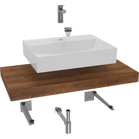 Naturel Grohe Badezimmerset mit Dolce Waschbecken 100x8x50 cm Charleston Eiche KSETDO14