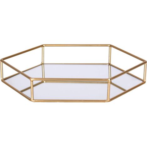 Plateau effet miroir hexagonal en métal (1/2)