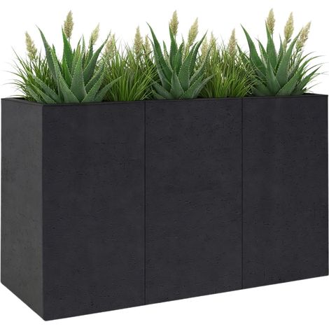 Vaso da fiori Betonique su ruote, riciclato, nero, 90x30xh60 cm (1/5)