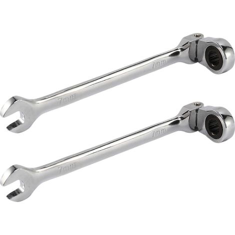 2 x 7 mm flexibler Ratschenschlüssel mit Mutternfunktion (1/5)