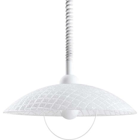 Lampadario A Sospensione Moderno Alvez Policarbonato Bianco Vetro 1 Luce E27 (1/4)