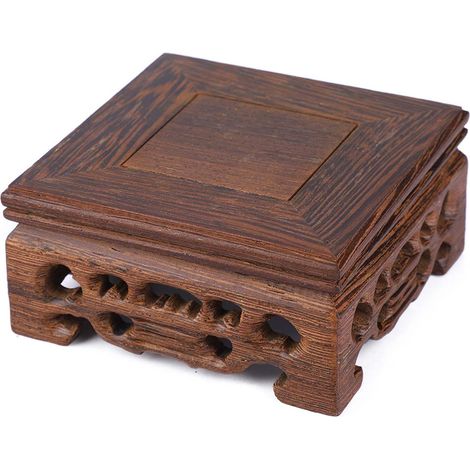 Socle Décoratif en Bois Massif pour Pot à Bonsaï Carré - Support Élégant (1/5)