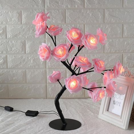 Petite lampe de table LED rose en forme d'arbre à fleurs pour la décoration intérieure (1/5)
