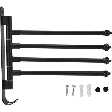 Door-towels pivot stainless steel, bar mobile rotating black for room of bath, fender-robe, kitchen, 4 arm (1/5)