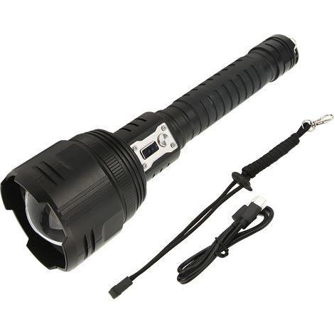 Lampe torche LED XHP360 5000LM, rechargeable, zoomable, étanche IPX4, pour usage extérieur d'urgence (1/5)