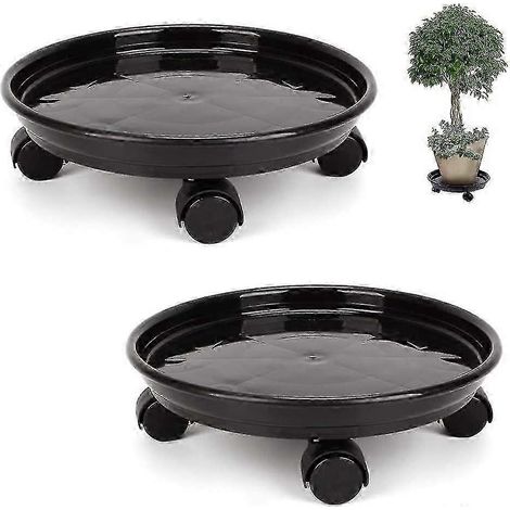 Support à plantes à roulettes (lot de 2) avec 4 roulettes universelles - Idéal pour les pots de fleurs lourds, cadeau parfait pour les jardiniers européens (1/4)