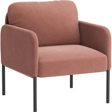 Smartue  Poltrona – Comfort naturale per tutti i giorni, con schienale avvolgente e sottili gambe in metallo, Rosa