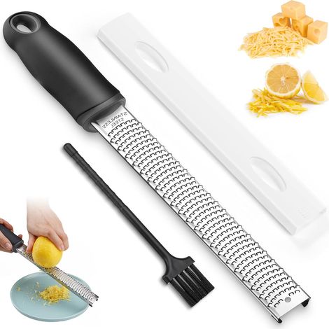 Zesteur d'Agrumes et Râpe Manuelle en Acier Inoxydable – Idéale pour Parmesan, Citron, Gingembre, Ail, Noix de Muscade et Chocolat – Lame Ultra-Tranchante, Facile à Nettoyer au Lave-Vaisselle