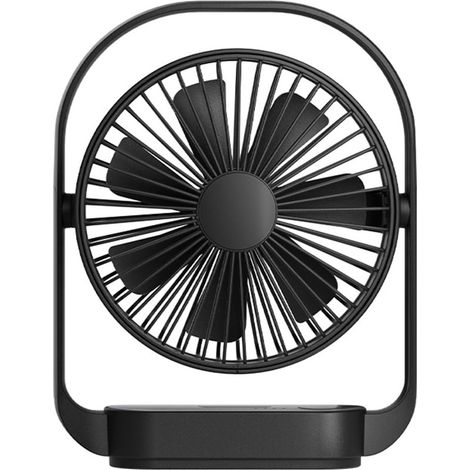 [JAMAIS UTILISÉ] Ventilateur de bureau USB 2000 mAh rechargeable, 4 vitesses, avec éclairage LED,noir (1/4)