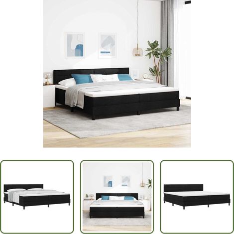 Lit moderne - Lit à ressorts avec matelas Noir 200 x 200 cm tissu (1/5)