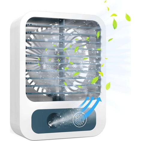 Mini Ventilateur de Bureau, Ventilateur Brume avec 60ml Réservoir d'eau, 3 Vitesses Ventilateur USB Rechargeable, Ventilateur Silencieux Idéal pour la Maison, Le Bureau, Extérieur (1/5)