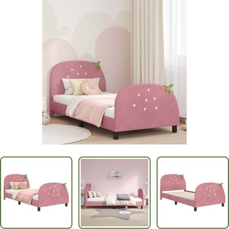 Cadre de lit - Cadre de lit pour enfants avec tête de lit Rose 90 x 190 cm (1/5)