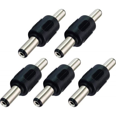 Adaptateur Alimentation CC 5,5 mm x 2,1 mm - Coupleur Mâle-Mâle - Pour Caméra Vidéosurveillance Horloge - Lot de 5 (1/4)