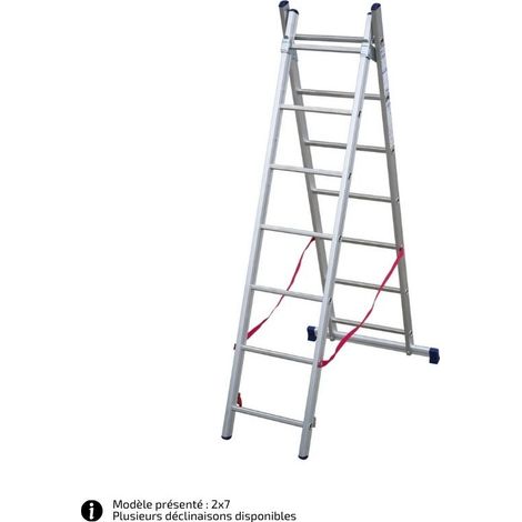 FACAL - Échelle transformable aluminium 2 plans Stilo - Longueur 3 à 5 m – 2 brins - Longueur déployée 2,86 m