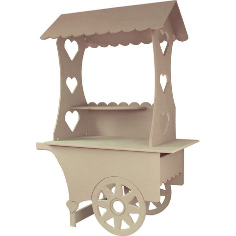 Kukoo – Mini chariot en MDF personnalisable 132 x 87 x 48cm – Présentoir friandises et bonbons – Stand gâteaux pour mariages et anniversaires (1/5)