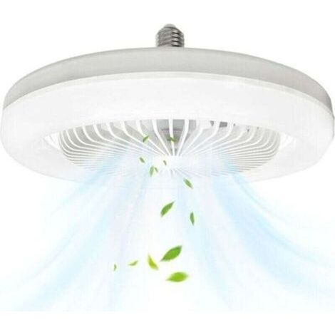 Beleuchteter Deckenventilator, 10 Zoll E27, geschlossener, geräuscharmer Deckenventilator, 30 W, tragbarer Wandventilator mit Stecker für Schlaf- und Wohnzimmer, dreifarbige Dimmfunktion (1/5)