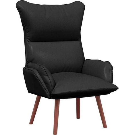 Chaise ergonomique à accoudoirs en cuir synthétique noir – Dimensions : 69 x 74 x 93 cm – Assise confortable, dossier haut et soutien lombaire pour bureau ou salon (1/5)