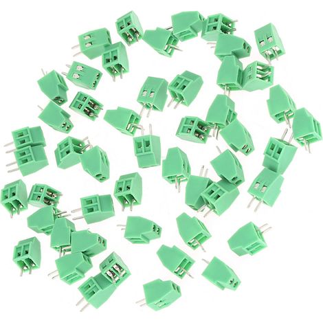 Universeller grüner 2,54-mm-Schraubklemmenblock für Leiterplatten, 50 Stück, 2-poliger Stecker (1/5)