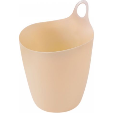BEBUSINGOTO Cubo de basura colgante pequeño, mini cubo de almacenamiento de pared para escritorio o portalápices, beige (1/4)