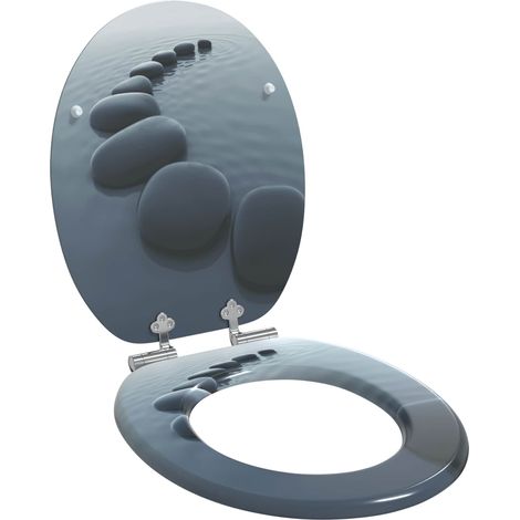 Soft-Close Toilet Seat Grey 44 x 38 cm MDF board vidaXL