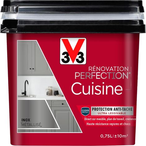 Peinture cuisine Rénovation perfection® V33 Inox métallisé 0,75L