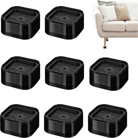 8 Pièces Rehausseur Pieds de Lit Empilable, Rehausseur Meuble 3.5cm, Rehausseurs de Meubles Antidérapant, Diamètre Intérieur 5 cm, pour Chaises, Canapés, Machines à Laver(Noir) (1/5)