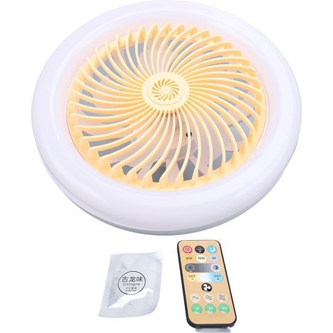LED Ceiling Fan with Light and Remote Control – Swivel Head, 3 Speeds, 3 Colors, Yellow (1/5)