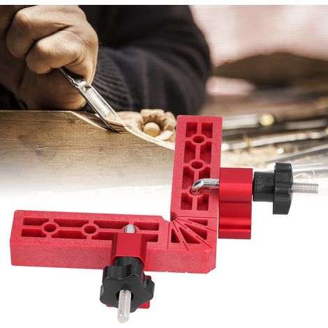 Équerre de positionnement en plastique pour le travail du bois (140 x 140 mm), équerre de fixation pour panneaux de bois, équerre de positionnement à angle droit, équerre à 90° (1/5)