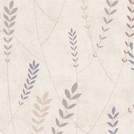 Country style wallpaper wall Profhome 791463 hot embossed non-woven wallpaper slightly textured with floral ornaments matt cream pigeon blue pale brown 5,33 m2 (1/5)