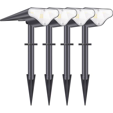 Juego de 4 focos solares LED ajustables 2 en 1, luces con estaca para el suelo y apliques de pared exteriores impermeables, ideales para bodas, fiestas, jardines, pasillos y patios. (1/5)