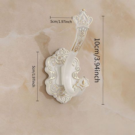 TAISHENGDA – Set aus drei elfenbeinfarbenen Haken im Kronenstil mit Antik-Finish, inklusive Schraubbefestigungen. Ideal zum Aufhängen von Handtüchern, Schlüsseln, Taschen, Hüten und Bademänteln. (1/5)