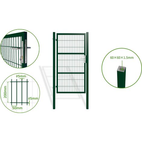 Casanoov – Portillon grillagé 1m RAZO 100x180cm – Acier galvanisé – Couleur vert mousse RAL 6005 – Ouverture réversible – Montage simple (1/5)