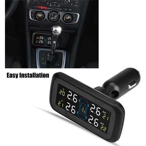 4-teiliges internes TPMS-Reifendruckkontrollsystem mit USB-Zigarettenanzünder-Ladegerät und LCD-Bildschirm für Autos (1/5)