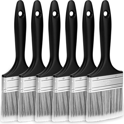 Set di 6 pennelli Piatti, pennello da 75 mm con Mancia in Plastica, per dipingere e verniciare con precisione (1/5)