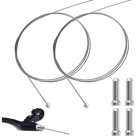 2 Paires Câble de Frein Vélo en Acier Inoxydable 304 avec 4 Capuchons, Kit de Gaines de Frein Vélo de Montagne, Câble de Frein Avant et Arrière, Kit Remplacement Câble Frein (1/5)