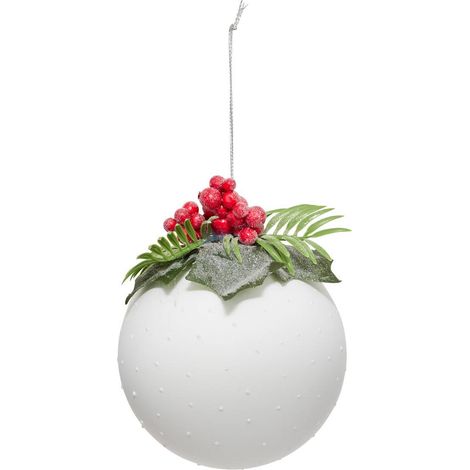 Palla di vetro decorativa holly d.10cm bianco - Feeric lights & christmas