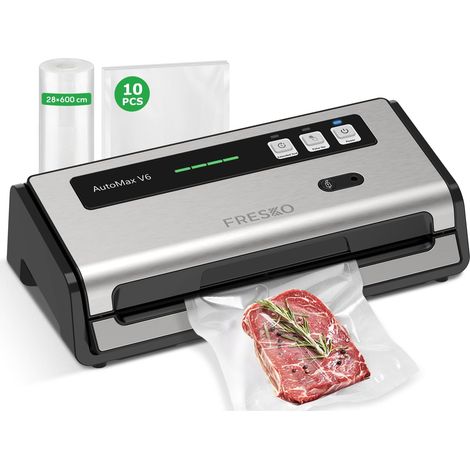 Automatique Machine Sous Vide,140 W, Bandes Chauffantes élargies, V6 15L/min, Coupe-sac Intégré, Rangement des Sacs, Utilisation à une Main, 1 Rouleau de Sacs Sous Vide,10 Sacs Sous Vide (1/5)
