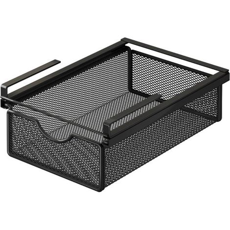 1 x Mesa multifuncional de hierro forjado resistente a pinchazos, mesa de almacenamiento pequeña de color negro, 36,5 x 21,5 x 9 cm (1/5)