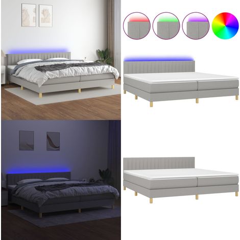 Sommier à lattes de lit matelas LED Gris clair 200x200 cm Tissu - Sommier Tapissier - Lit Plateforme - Lit Avec Rangement - Tête De Lit Ajustable - Éclairage Led - Home & Living (1/5)