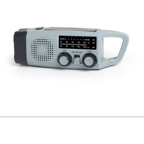 Radio Solaire, Radio Portative Manivelle AM/FM Radios Portable Urgence, Torche LED Batterie Rechargeable 2000mAh Chargeur de Téléphone USB Alarme SOS (1/5)
