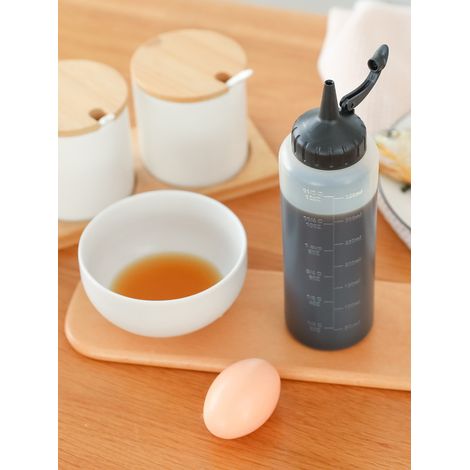 Bouteille de condiments, pot d'huile à presser Bouteille de condiments Bouteille de sauce soja Bouteille de condiments Assaisonnement Bouteille de vinaigrette en plastique Bouteille de vinaigre à pres (1/2)