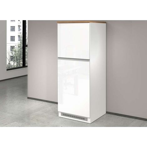 Mobile Portafrigo Bianco/Rovere Wotan 60x60x164 cm - Colonna Incasso Frigorifero