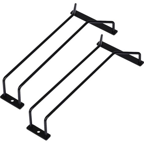 Lot de 2 Support verre à vin, Métal noir, 1 rangée, 27,5 cm, Pour cuisine, bar, salle à manger (1/5)